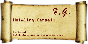Helmling Gergely névjegykártya
